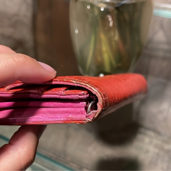 Christian Dior trotter leather bicolor pink orange wallet - Picture 8 of 10